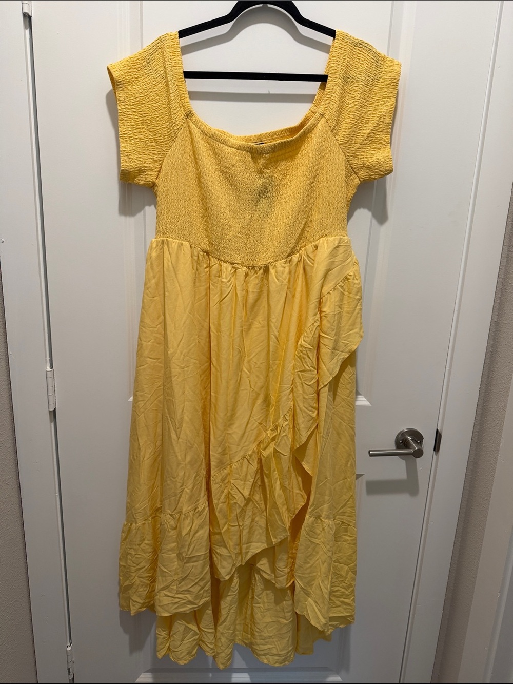 Torrid Yellow Smocked Bodice Midi Dress